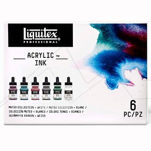 LIQUITEX ACRYLIC INK SET 5 MUTED COLLECTION + BLANCO