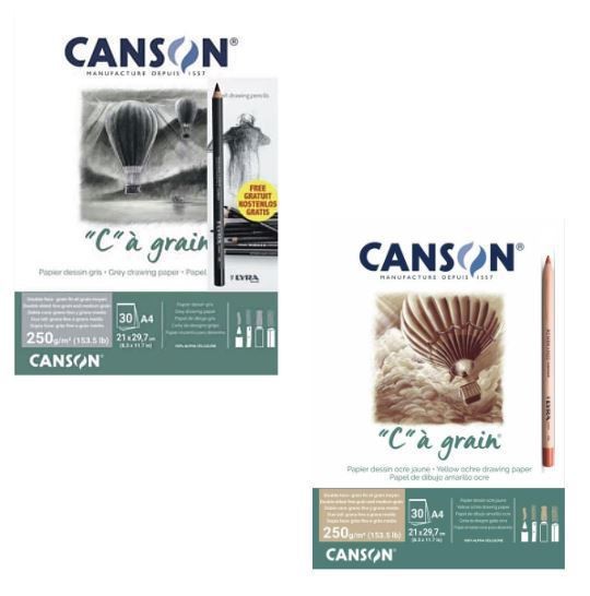 CANSON C À GRAIN BLOC MULTITÉCNICAS OCRE - GRIS 250 G
