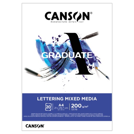 CANSON GRADUATE BLOC LETTERING MIXED MEDIA 200 G 20 HOJAS LISAS
