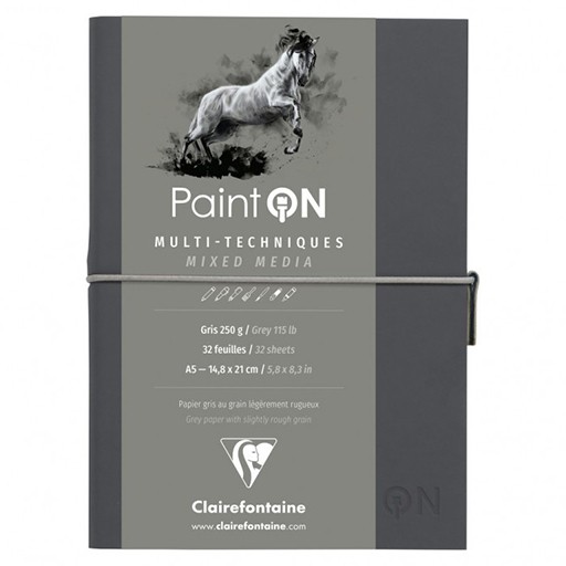 CLAIREFONTAINE CUADERNO PAINT ON GRIS ENCUADERNACIÓN COSIDA PAPEL GRIS MULTITÉCNICAS 250 G