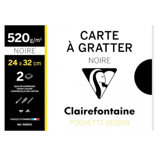 CLAIREFONTAINE CARTE A GRATTER MINIPACK 2 HOJAS CARTON NEGRO PARA RASCAR 520 G