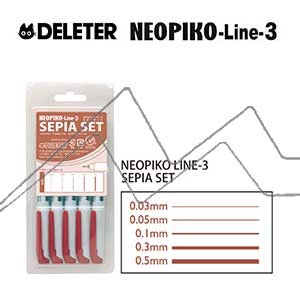 DELETER NEOPIKO LINE-3 SET DE 5 ROTULADORES CALIBRADOS SEPIA