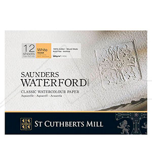 20 Algodón Saunders Waterford 31x41 Blanco St Cuthberts Mill Bloc Encolado 4L 20H 100% Grueso 300g Natural 
